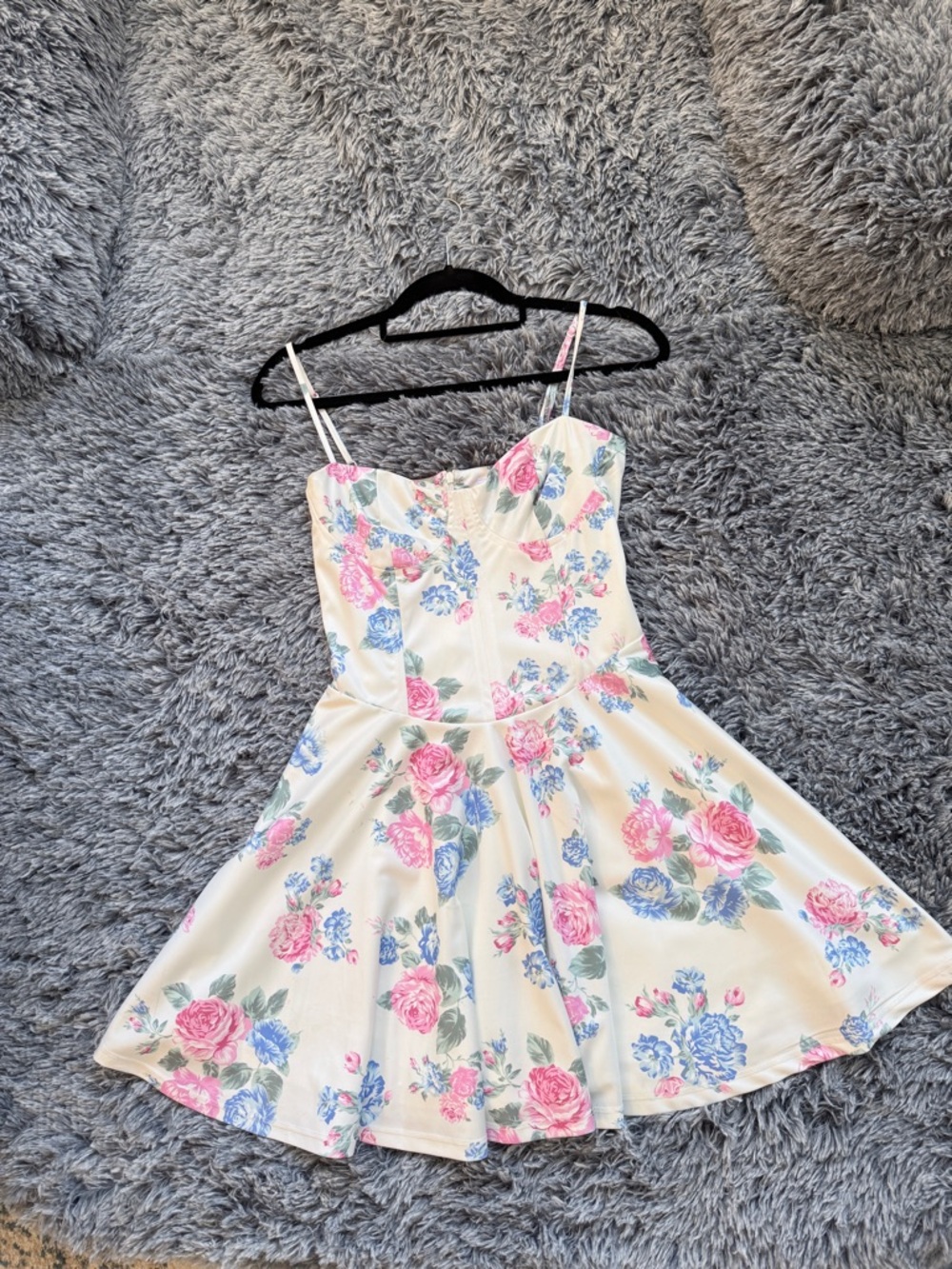 Floral Sweetheart Neckline Pink & Blue Girls' Dress
